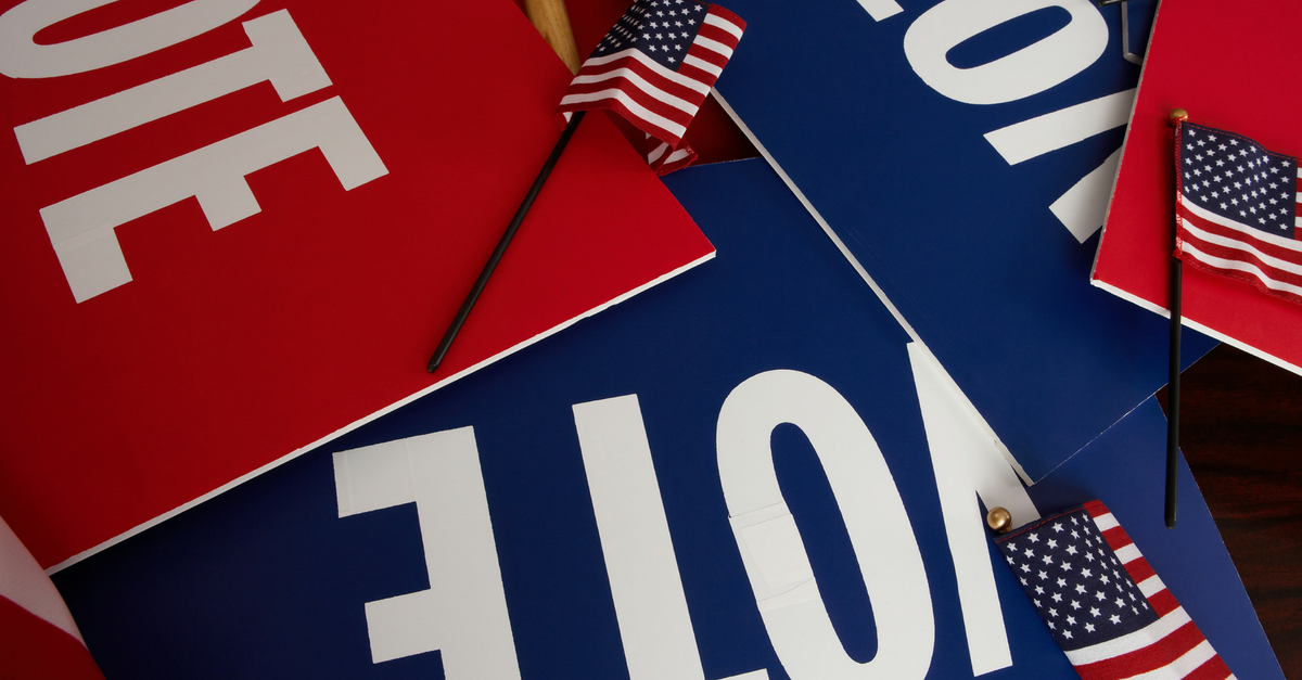 Vote Signs with American Flags