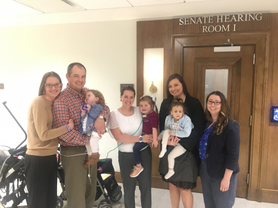 Katie Beckett Families and children in front of Senate Hearing Room One