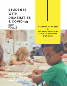 Document cover - Students with disabilities and COVID-19 Lessons Learned