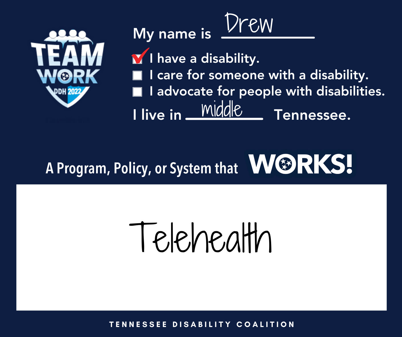 Example of a filled out social media template about what works in Tennessee