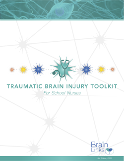 The cover of the School Nurses Toolkit. The cover is white with a green border and blue, yellow, and red neurons. 