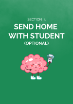 Green divider page for the Supporting Resources Section. On the page is an animated brain holding up a pamphlet.