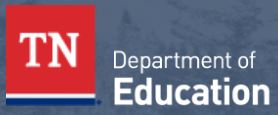 TN Department of Education red background with white and blue text