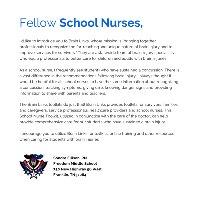 Preview of Welcome Letter for School Nurses Toolkit